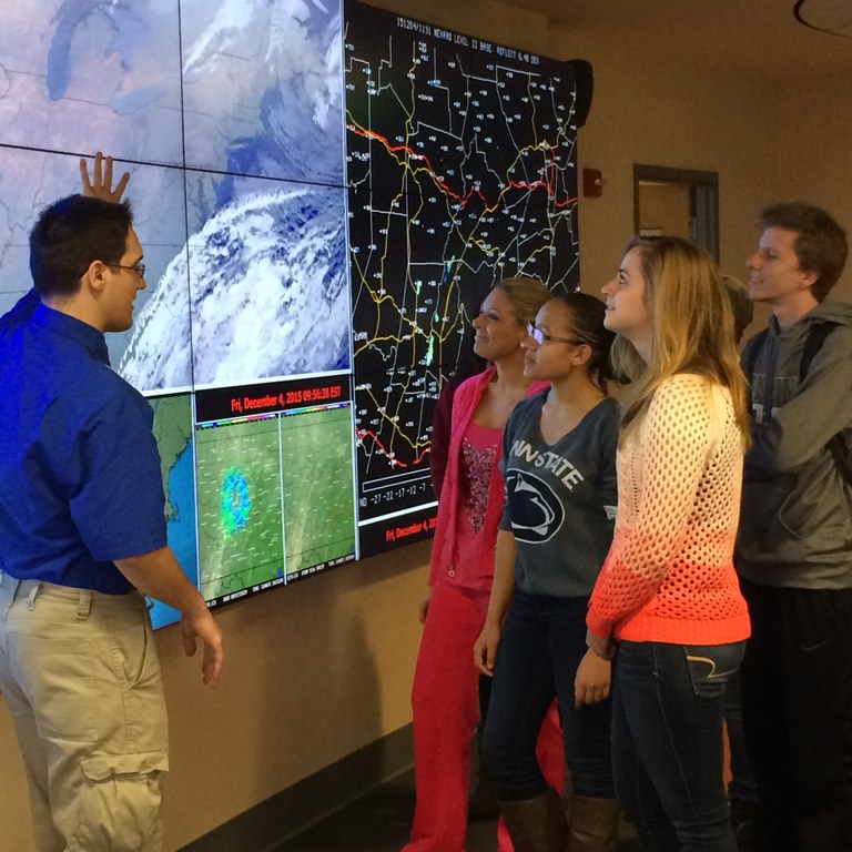 Timothy Albertson and students at Map Wall